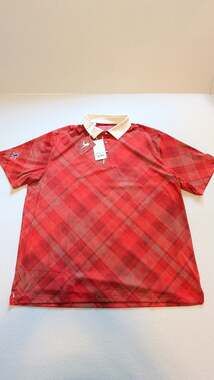 Payne Stewart Diagonal Dot Plaid Polo Shirt, Red, 2XL NWT